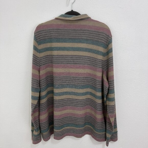 LL Bean Men's Comfort Stretch Piqué Quarter Zip Pullover Sweater Stripe Sz XXL - Picture 8 of 11